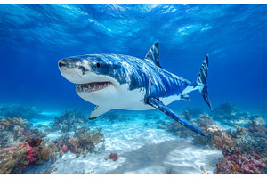 Great white shark viewed underwater, an Animal Photo by ZinetroN