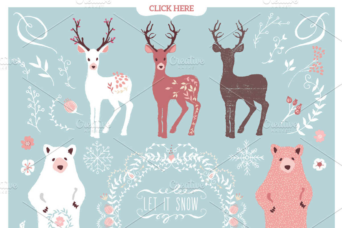 White Christmas designer toolkit, an Animal Illustration by Lisa Glanz (Photo 2 of 5)