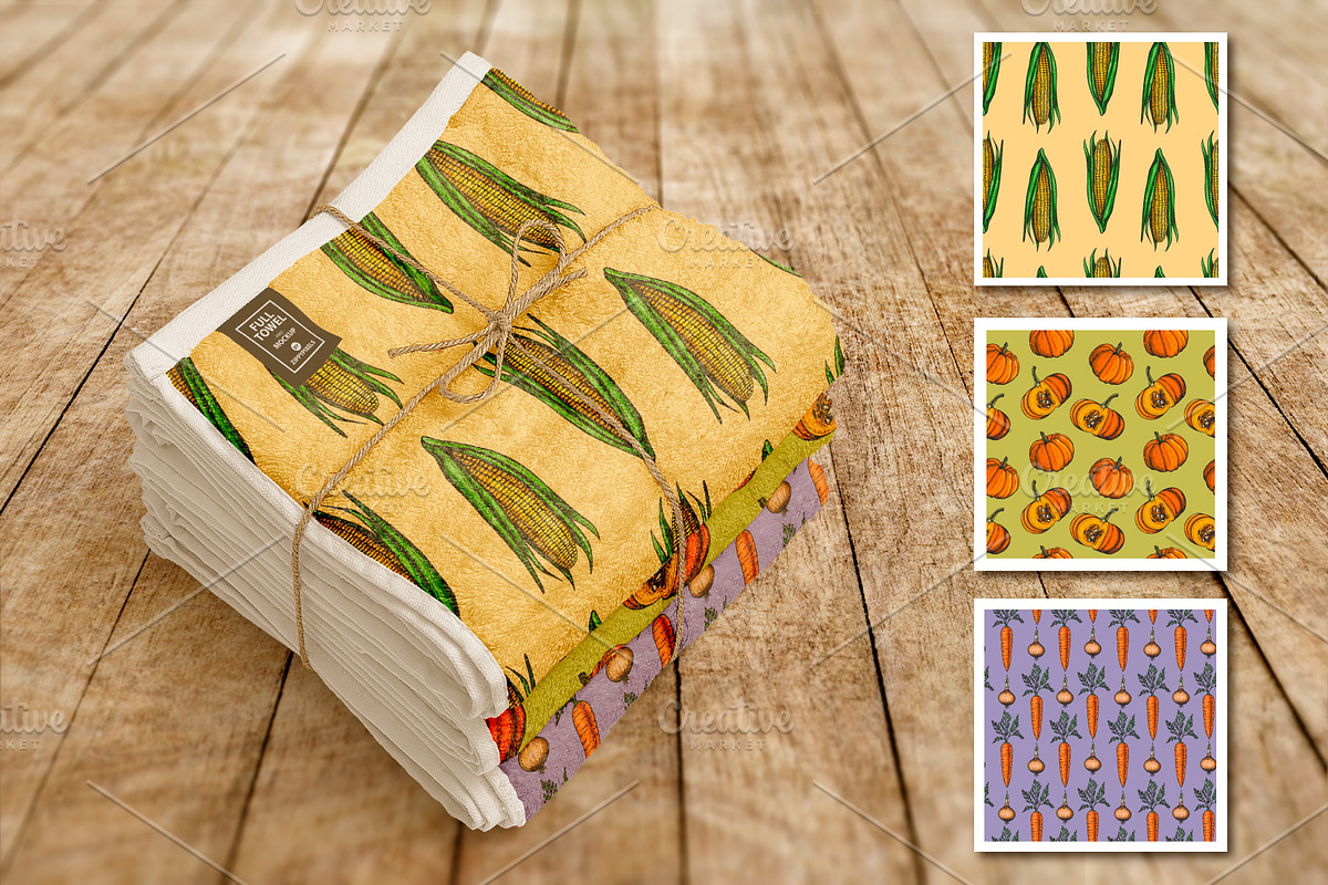 Vector ink vegetables and patterns, a Background Graphic by lenavetka87 (Photo 2 of 5)