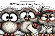 Whimsical Funny Cute Owl Clipart, an Illustration by DreamArtGraphic (Thumbnail 1 of 5)