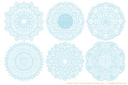 Soft Blue Round Lace Doily Clipart, an Illustration by Amanda Ilkov (Thumbnail 4 of 4)