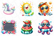 Cute Pool Party Watercolor Clipart, an Illustration by DreamPrint404 (Thumbnail 4 of 6)