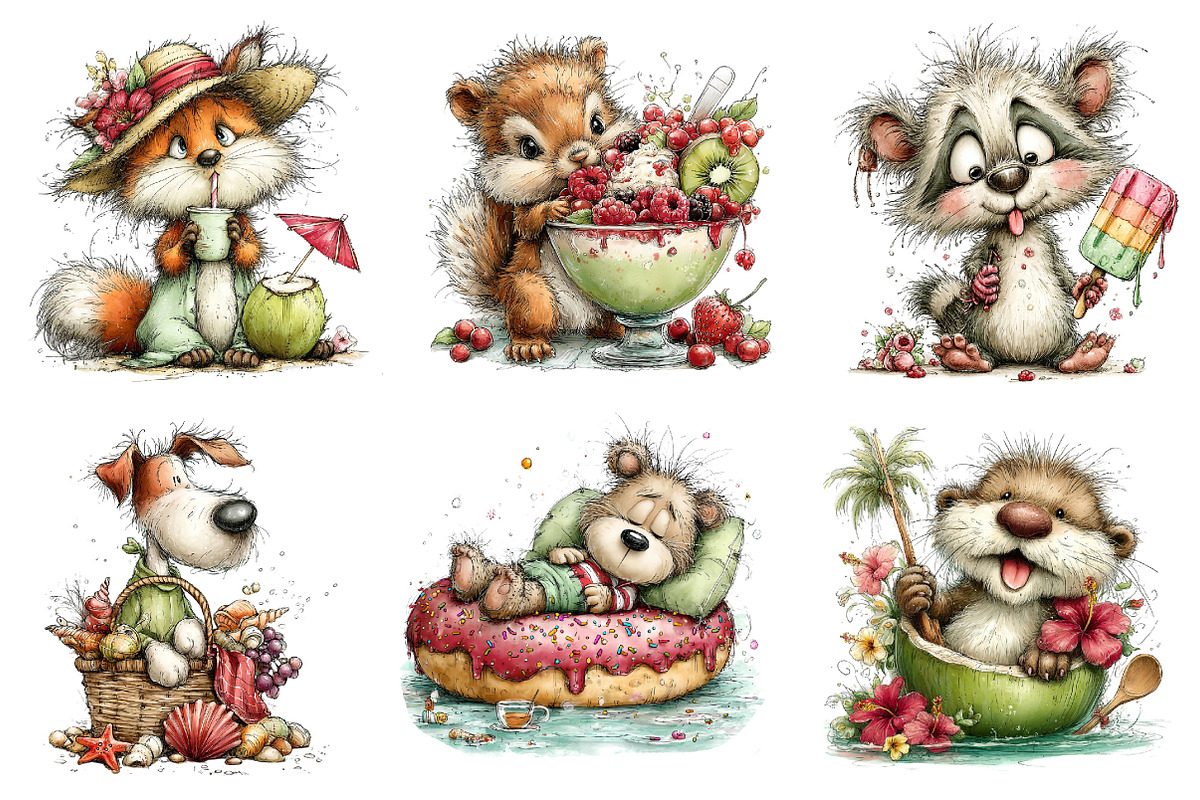 Whimsical Summer Animals Clipart, an Illustration by Dream Creation (Photo 2 of 5)