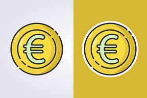 colored outline Euro coin icon logo, a Branding & Logo Template by Lodzrov