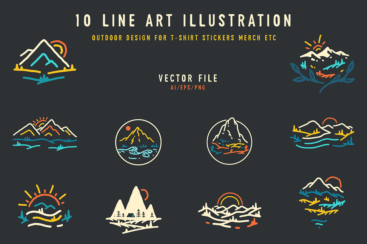 Nature outdoor logo lineart mountain, an Object Graphic by youken (Photo 1 of 4)
