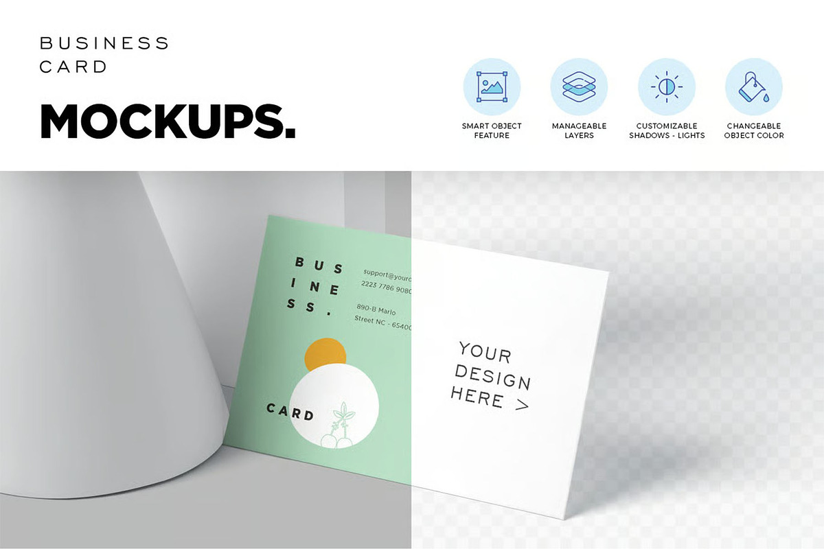 Corporate Business Card Mockups, an Advertising Mockup by megostudi0 (Photo 2 of 6)