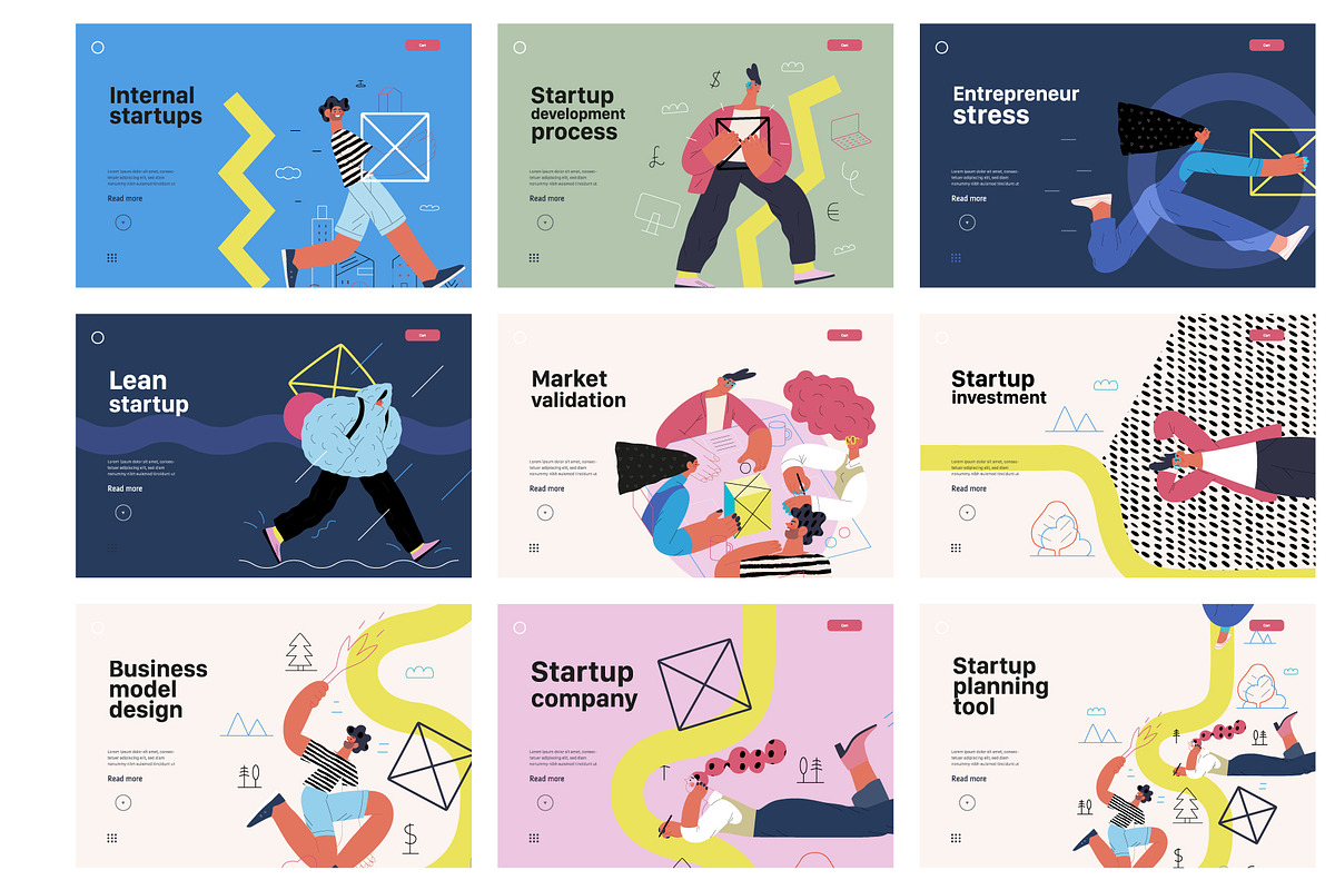 Startups flat vector illustrations, a Templates & Theme by Grivina's shop (Photo 43 of 45)