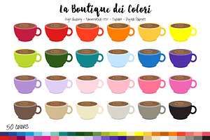50 Rainbow Coffee Clip Art