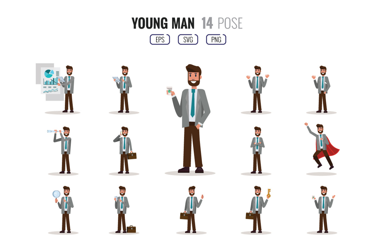 5 Flat Character 70 pose, a Finance Illustration by Foxyard studio (Photo 3 of 6)
