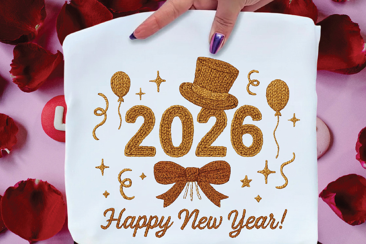 Faux Yarn Happy New Year 2026 PNG, an Illustration by Black Bird Studio (Photo 6 of 8)