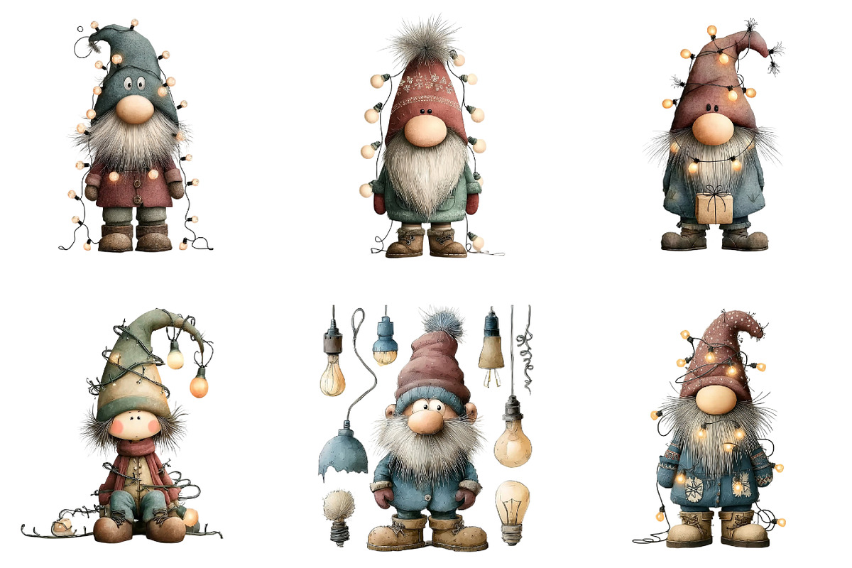 Christmas Gnome Lights Funny, an Illustration by DreamArtGraphic (Photo 3 of 5)