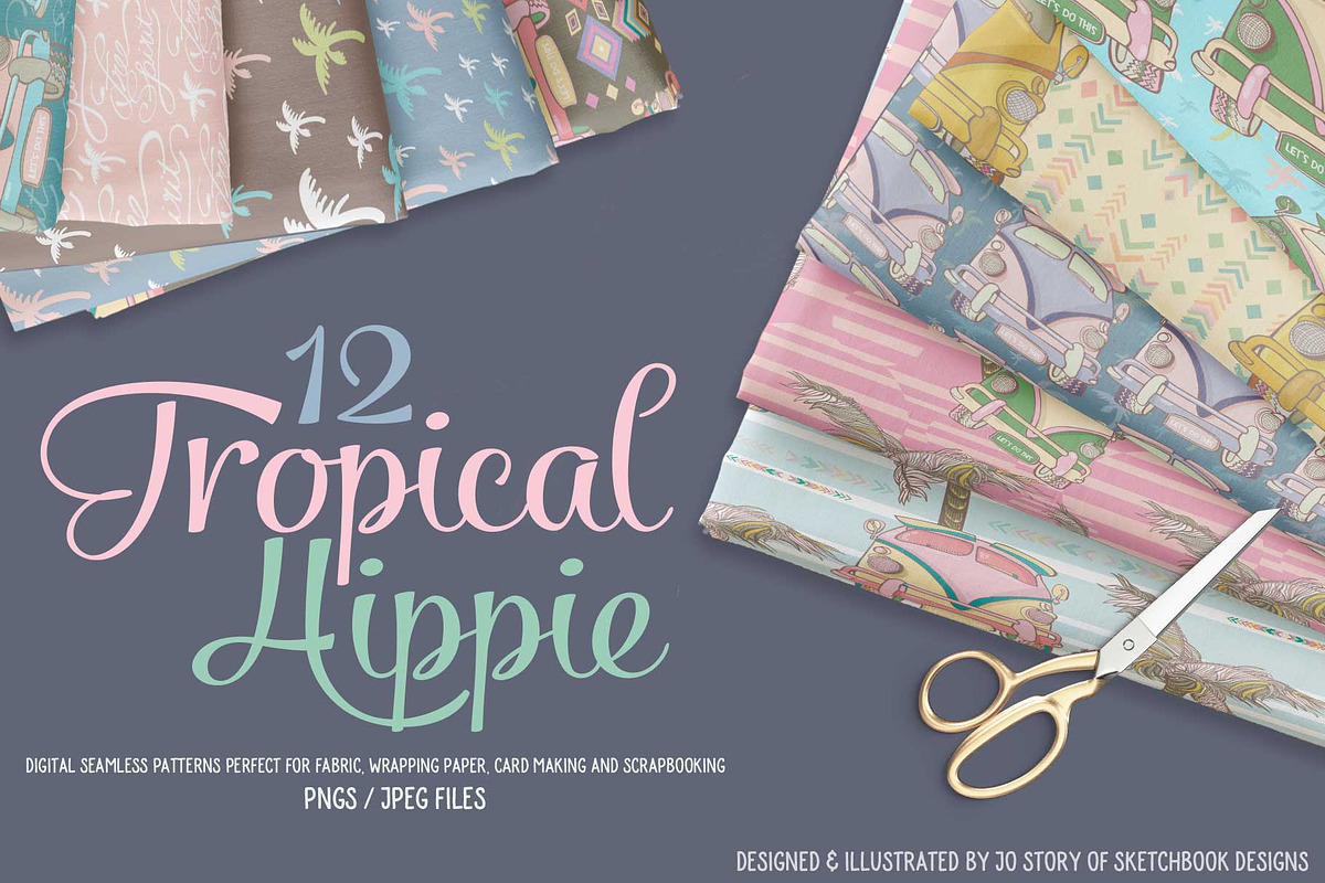 Tropical Hippie Seamless Pattern Set, a Pattern Graphic by Sketchbook Designs (Photo 6 of 7)