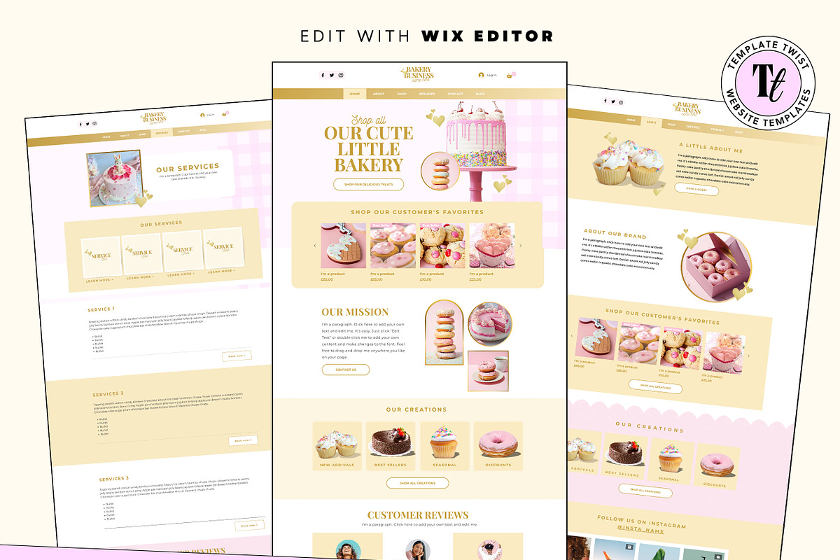 Pastel Pink Bakery Website Template, a Wix Template by Template Twist Shop (Photo 3 of 10)