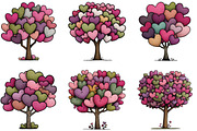 Whimsical Valentines Day Heart Tree, an Illustration by CraftArtStudio (Thumbnail 3 of 6)