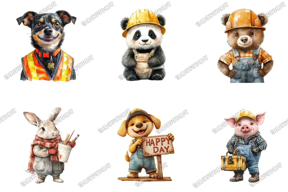 Labor Day Animal Clipart, an Illustration by designcity5 (Photo 3 of 5)