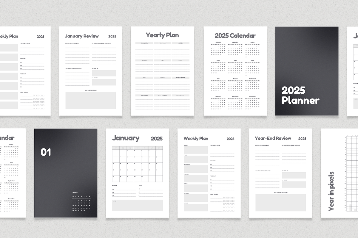 2025 Digital Planner Printable A4, a Print Template by The Chaos Project (Photo 5 of 8)