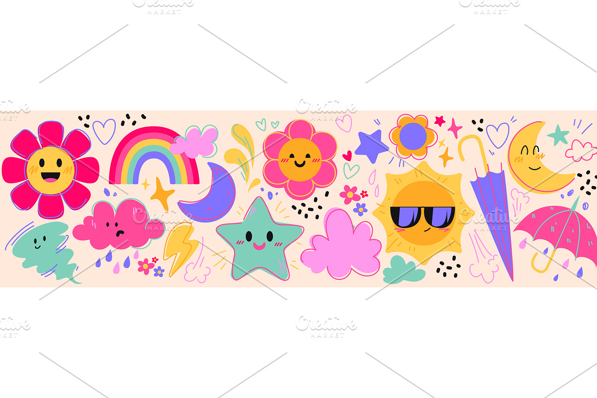 Weather themed cute kid cartoon, an Illustration by art PVP - market