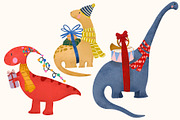 Christmas Dinosaur Illustrations, an Illustration by KJP Designs (Thumbnail 3 of 7)