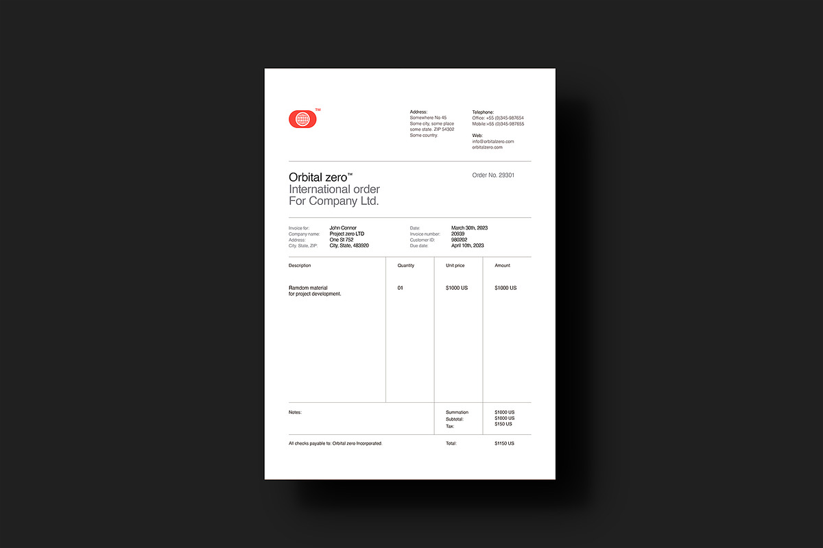 Invoice templates - Orbital Zero, a Stationery Template by Srg® (Photo 4 of 12)