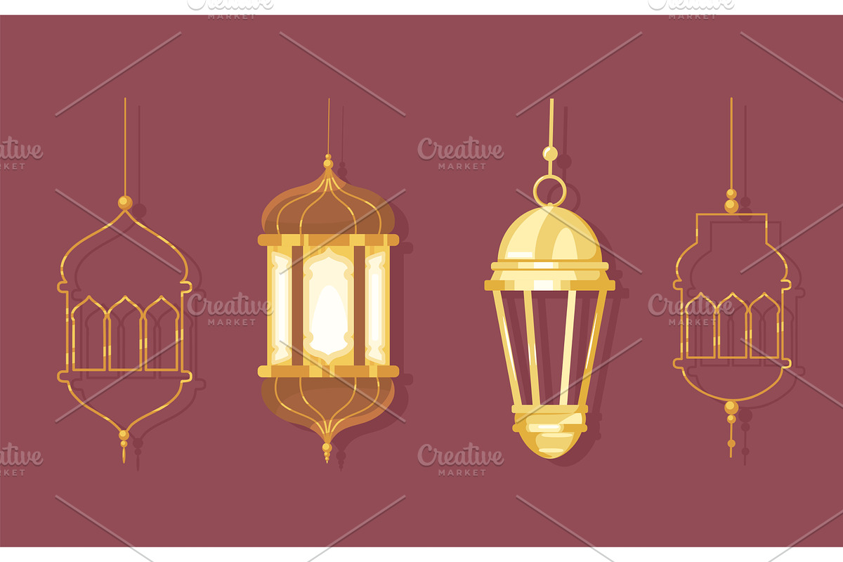 set of lanterns, an Illustration by studiogstock