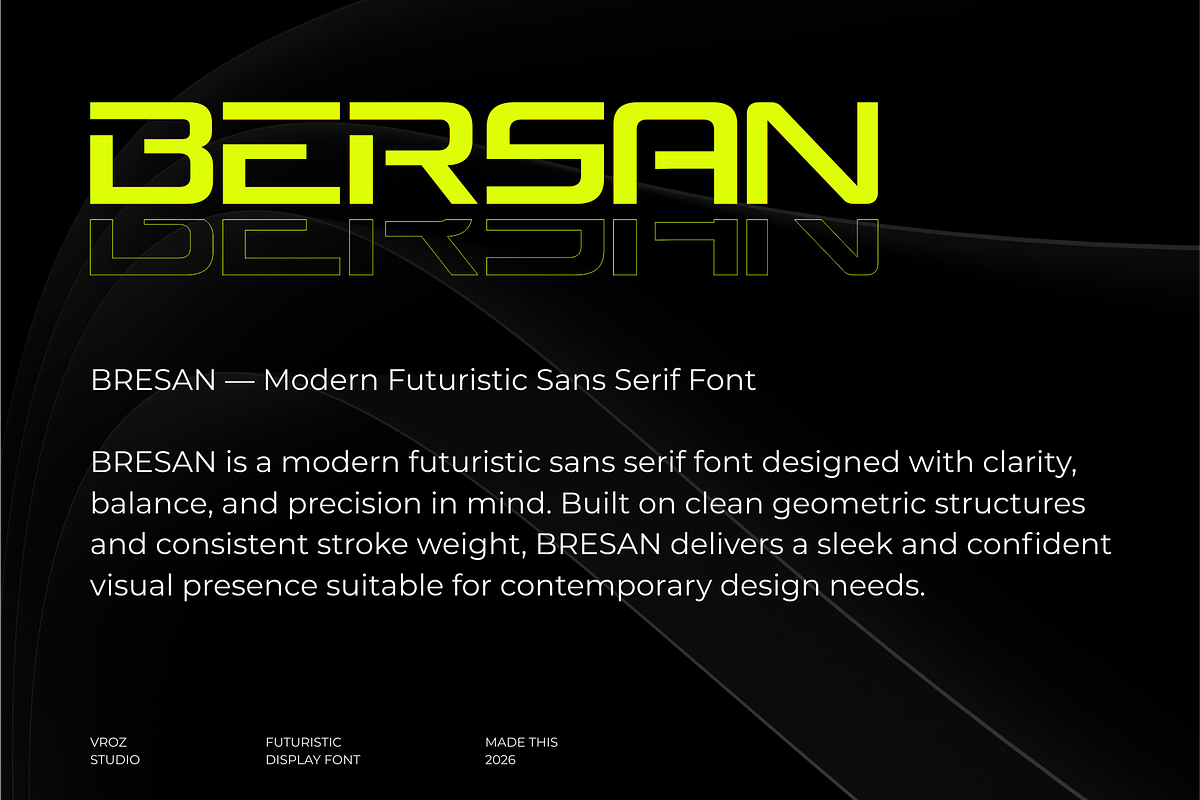 BERSAN – Futuristic Modern font, a Sans Serif Font by Vroz Studio (Photo 3 of 8)