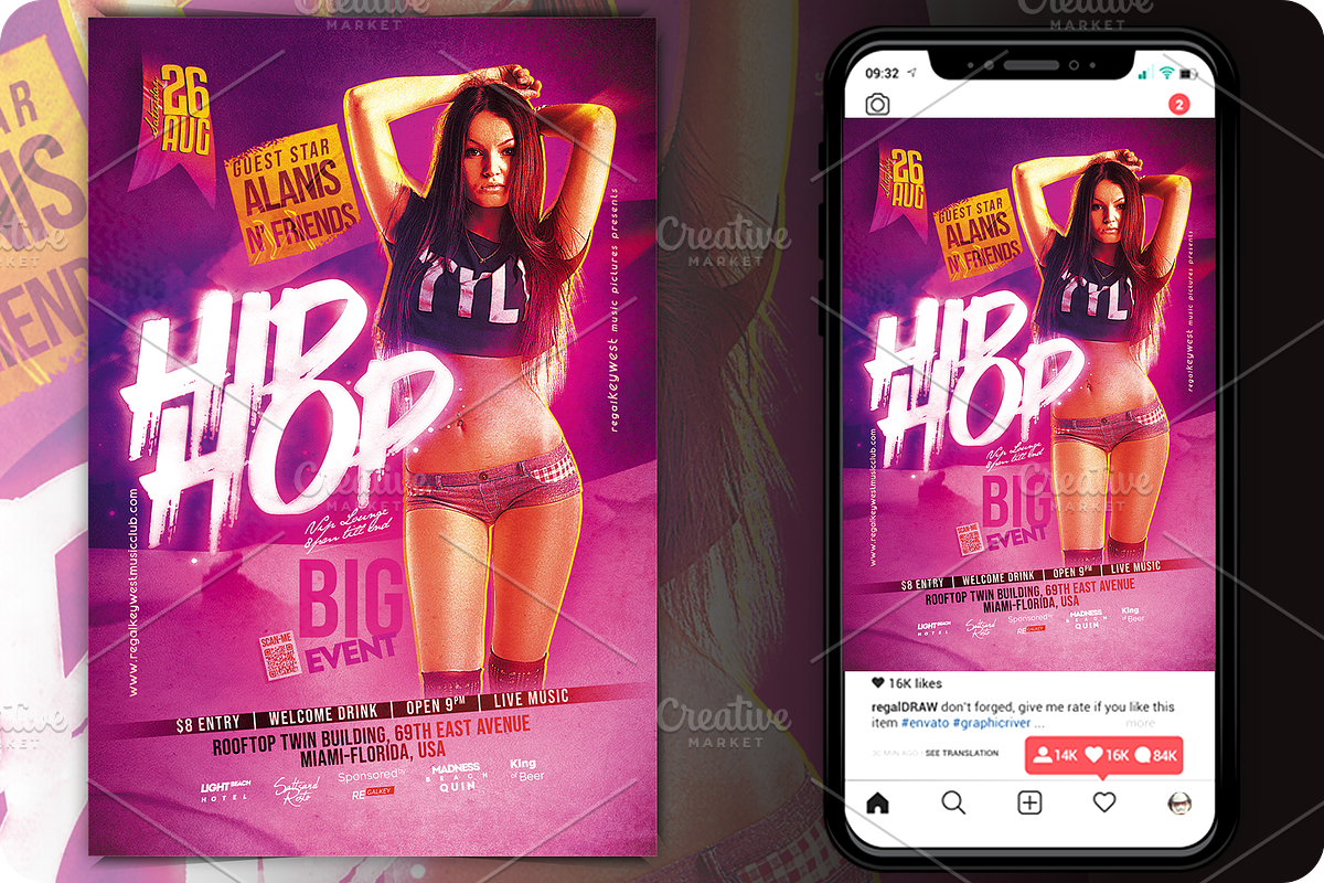 Hip Hop Music Event Flyer, a Flyer Template by regalDRAW