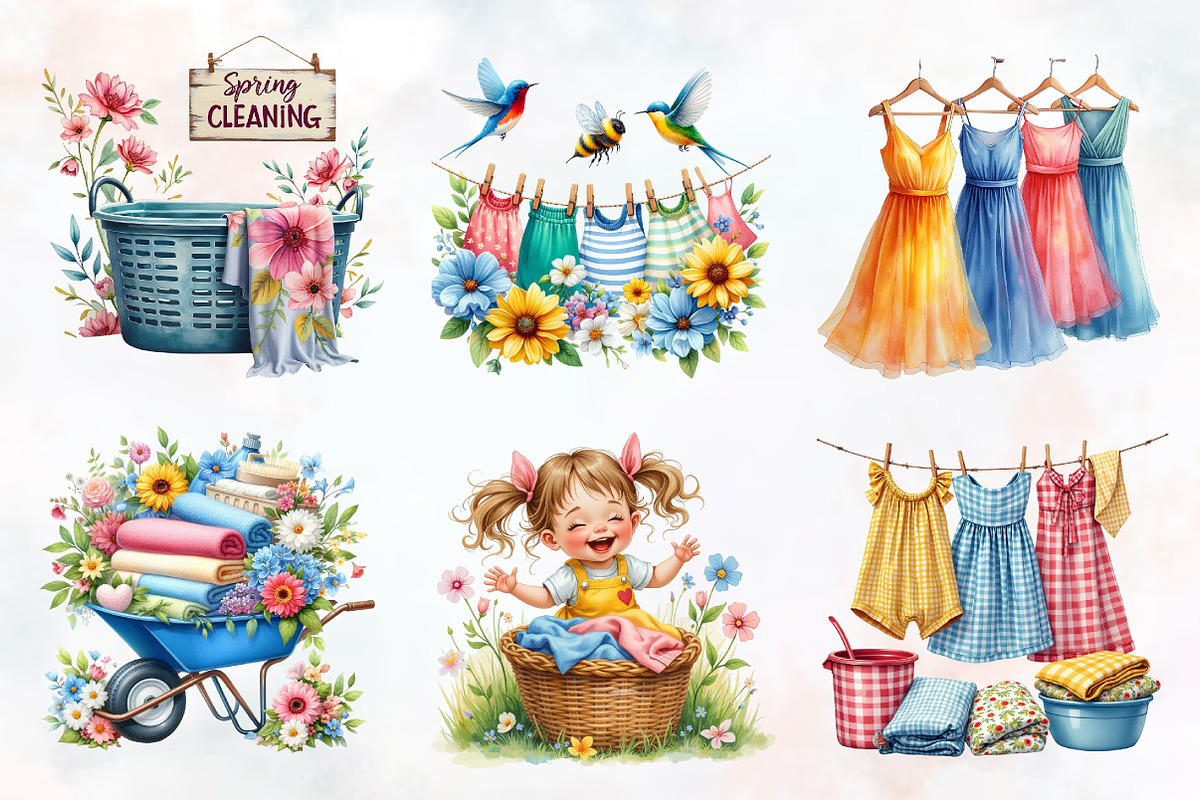 Spring Laundry Clipart, an Illustration by RobertsArt (Photo 5 of 7)