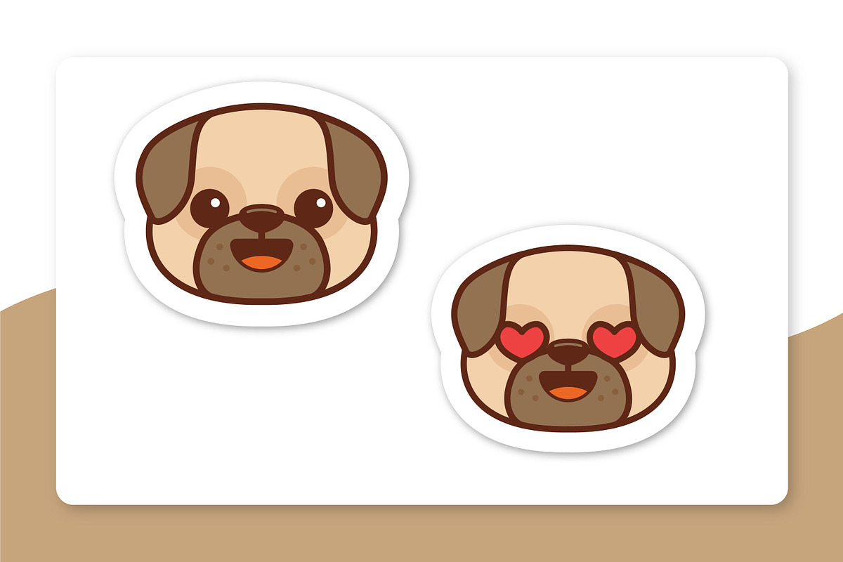 Cute Pug Dog Emoticon, an Outline Icon by yellowline (Photo 3 of 3)