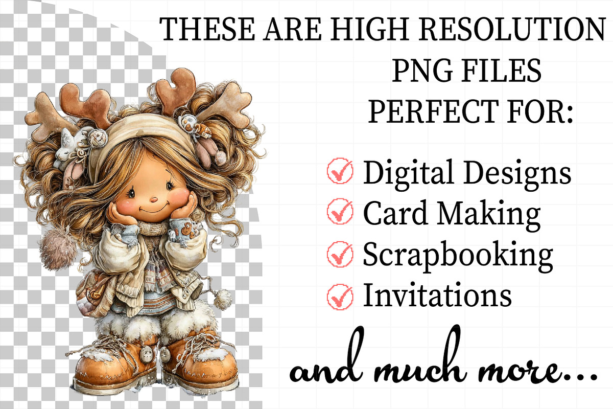 Whimsical Christmas Girl Clipart, an Illustration by Daily.Designs (Photo 2 of 5)