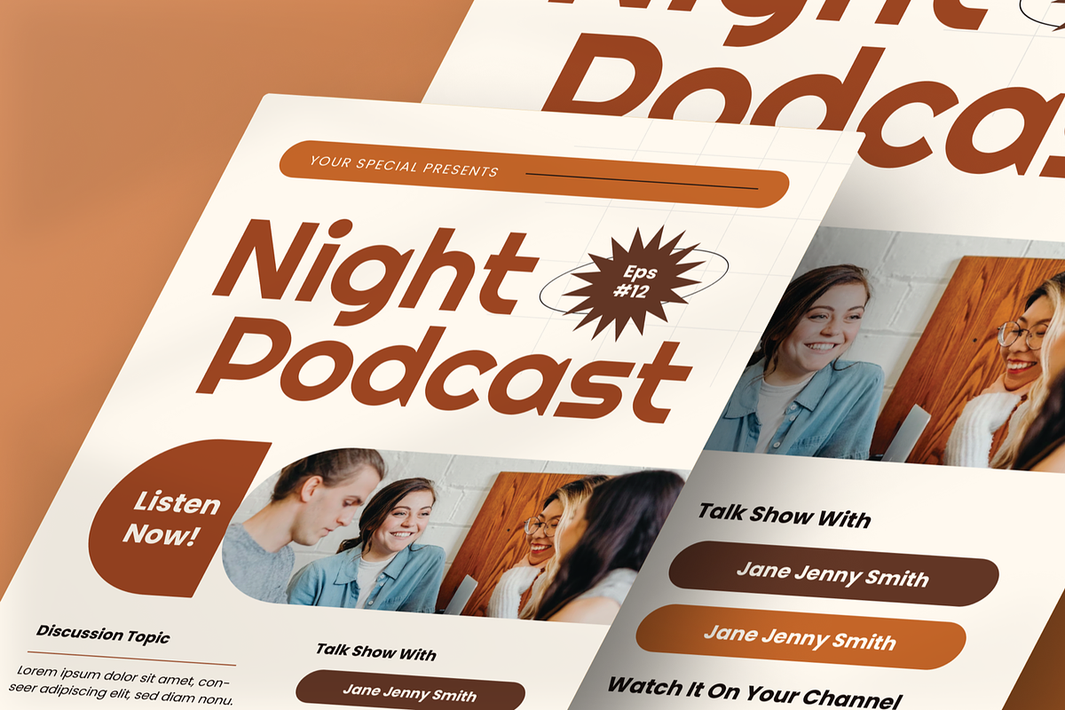Night Podcast Flyer, a Flyer Template by SquidPixey (Photo 2 of 6)