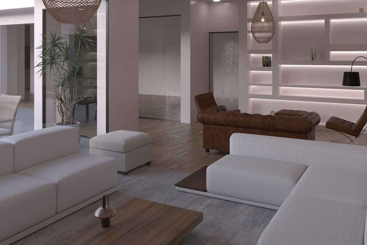 Japandi Living Room 3D Scene, Mockup, a Scene 3D Model by Arthitecture Home (Photo 3 of 7)