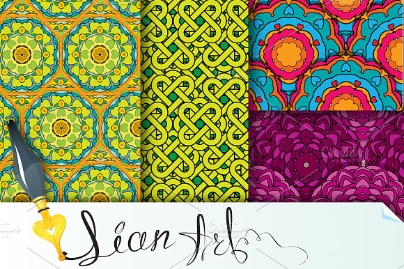 Set of 4 colorful seamless patterns