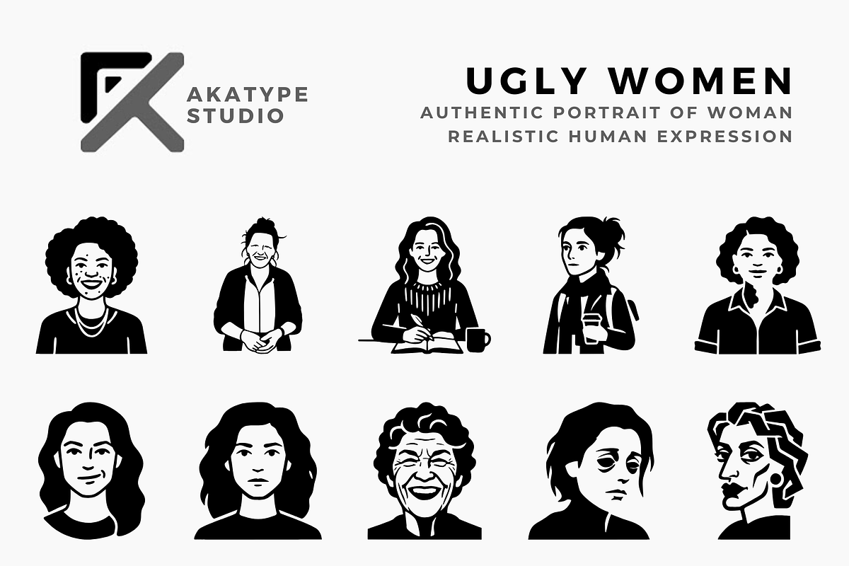 Ugly Women Icon Collection, a Solid Icon by Akatype Studio (Photo 1 of 3)
