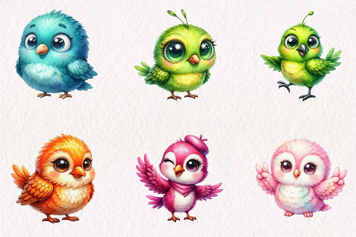 Cute Funny Birds Sublimation Clipart, a Seasonal Illustration by CreationArt (Photo 4 of 7)