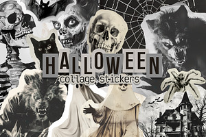 Halloween scrapbook collage stickers