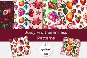 Juicy Fruit Seamless Patterns, a Pattern Graphic by InkyQueenArt