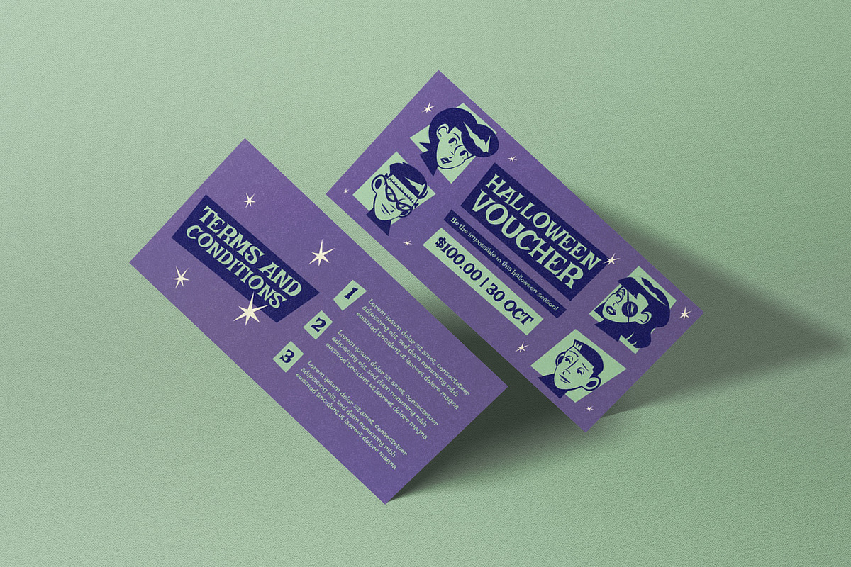Purple Halloween Sale Voucher, a Card Template by graphicook (Photo 3 of 3)