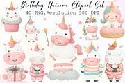 Watercolor Birthday Unicorn Clipart, an Illustration by Sublimation Artist (Thumbnail 1 of 6)