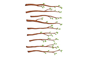 Tree branch set. Leafy plants twig, an Object Illustration by the8monkey