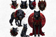Floral Wolves Fantasy Cliparts, an Animal Illustration by ThatsDesignArt (Thumbnail 8 of 17)