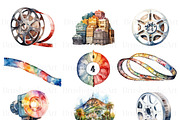 Watercolor Movie, Theatre, Popcorn, a Decorative Illustration by BrushstrokeArtGB (Thumbnail 2 of 9)