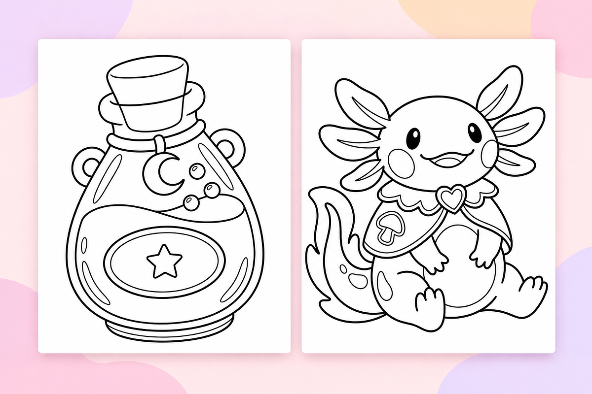 Witchy Vibes Coloring Pages Vol. 3, a Seasonal Illustration by Inkivelle Studio (Photo 2 of 3)