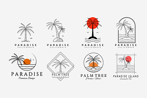 Set Bundle Palm Coconut Tree Logo
