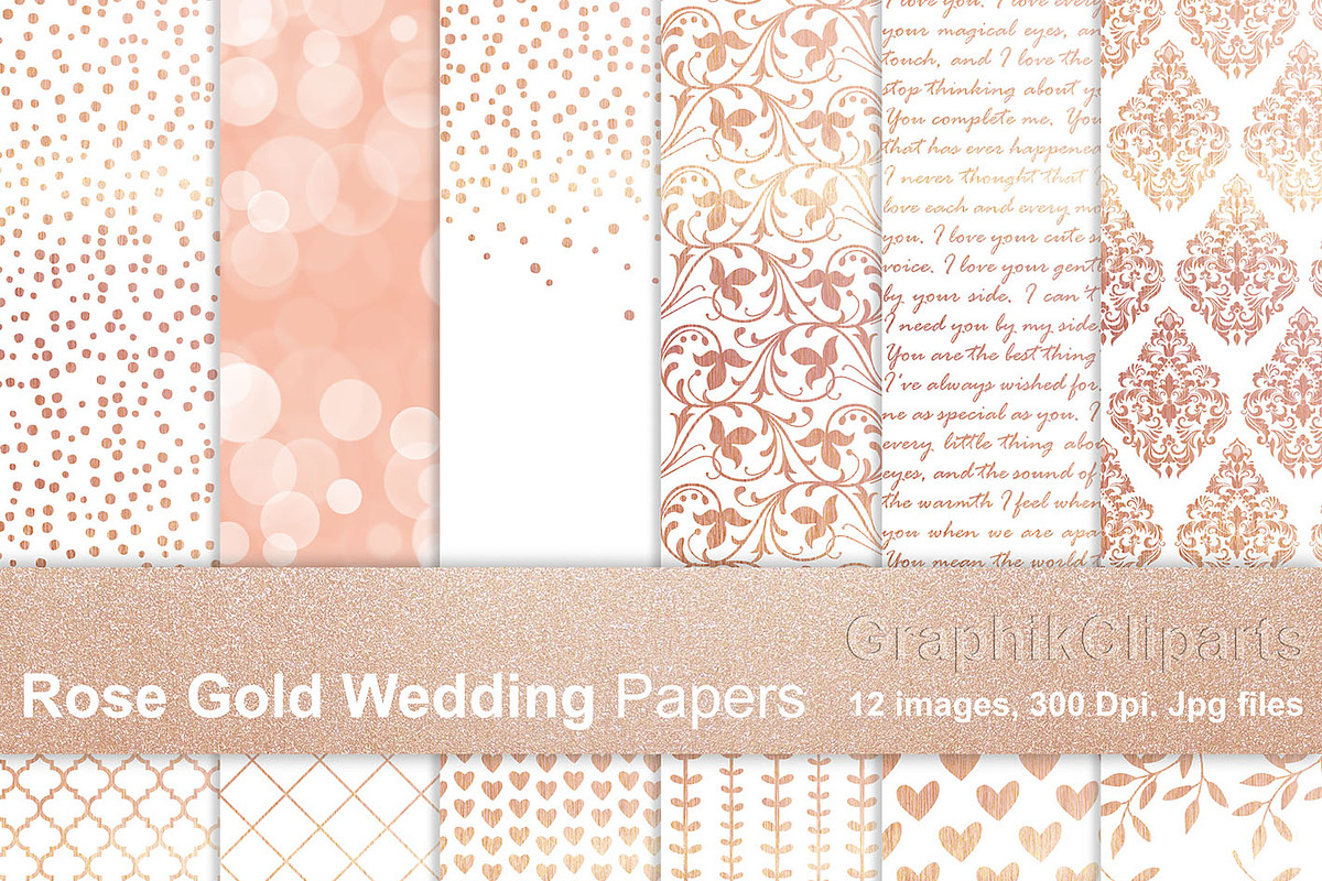 Rose gold Wedding Papers, a Texture Graphic by Chus Moreno Studio (Photo 1 of 4)