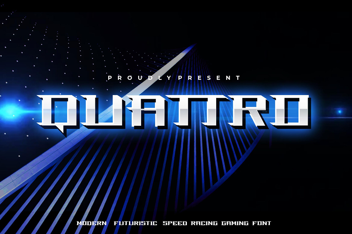 Quattro - Modern racing gaming font, a Sans Serif Font by Rupture (Photo 1 of 4)