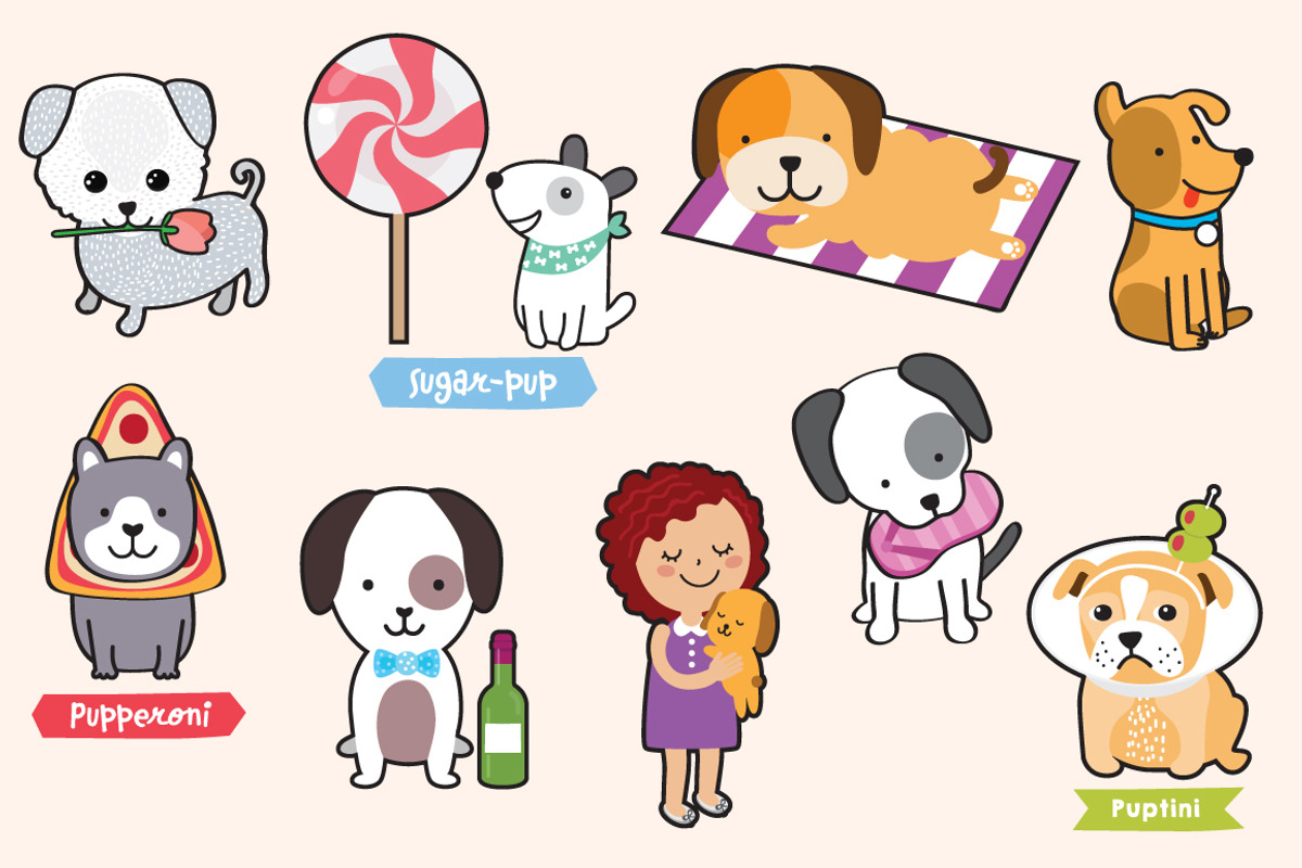 Puppies! cute illustration of dogs, an Animal Illustration by TinyCuteCo (Photo 1 of 3)