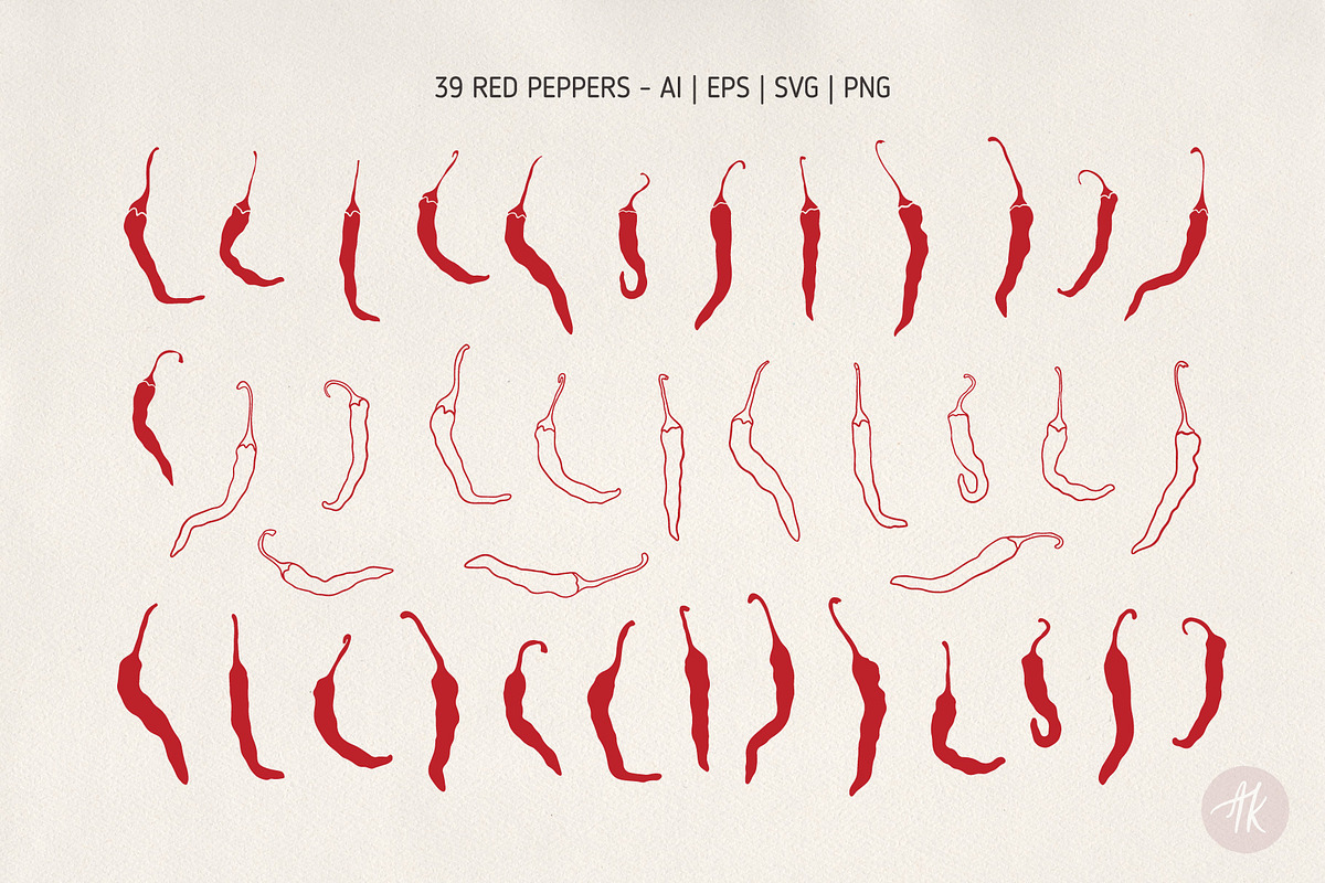 Chili Peppers Set, an Illustration by Alena Koval (Photo 2 of 18)