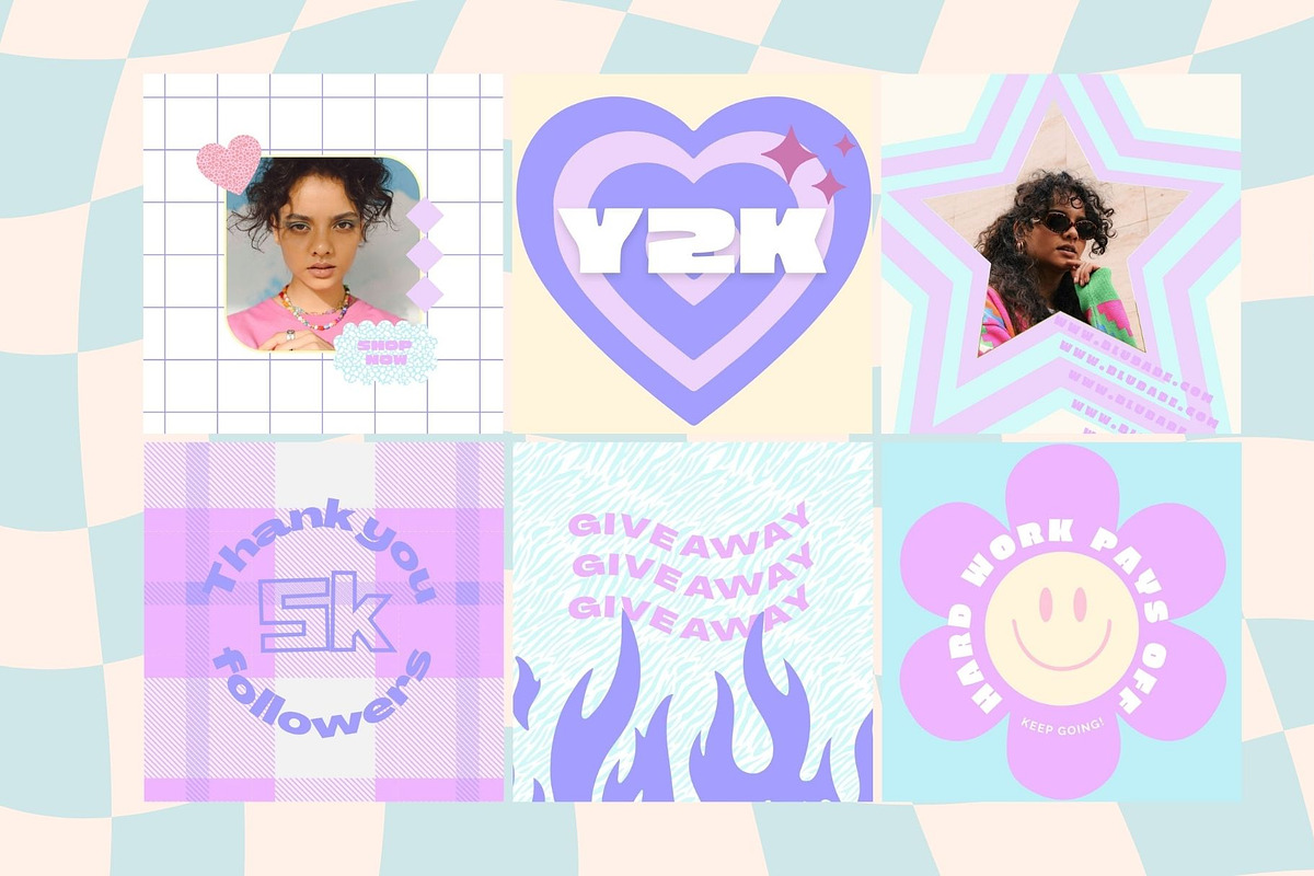 Y2K Instagram Post Templates Canva, a Social Media Template by Hell ...