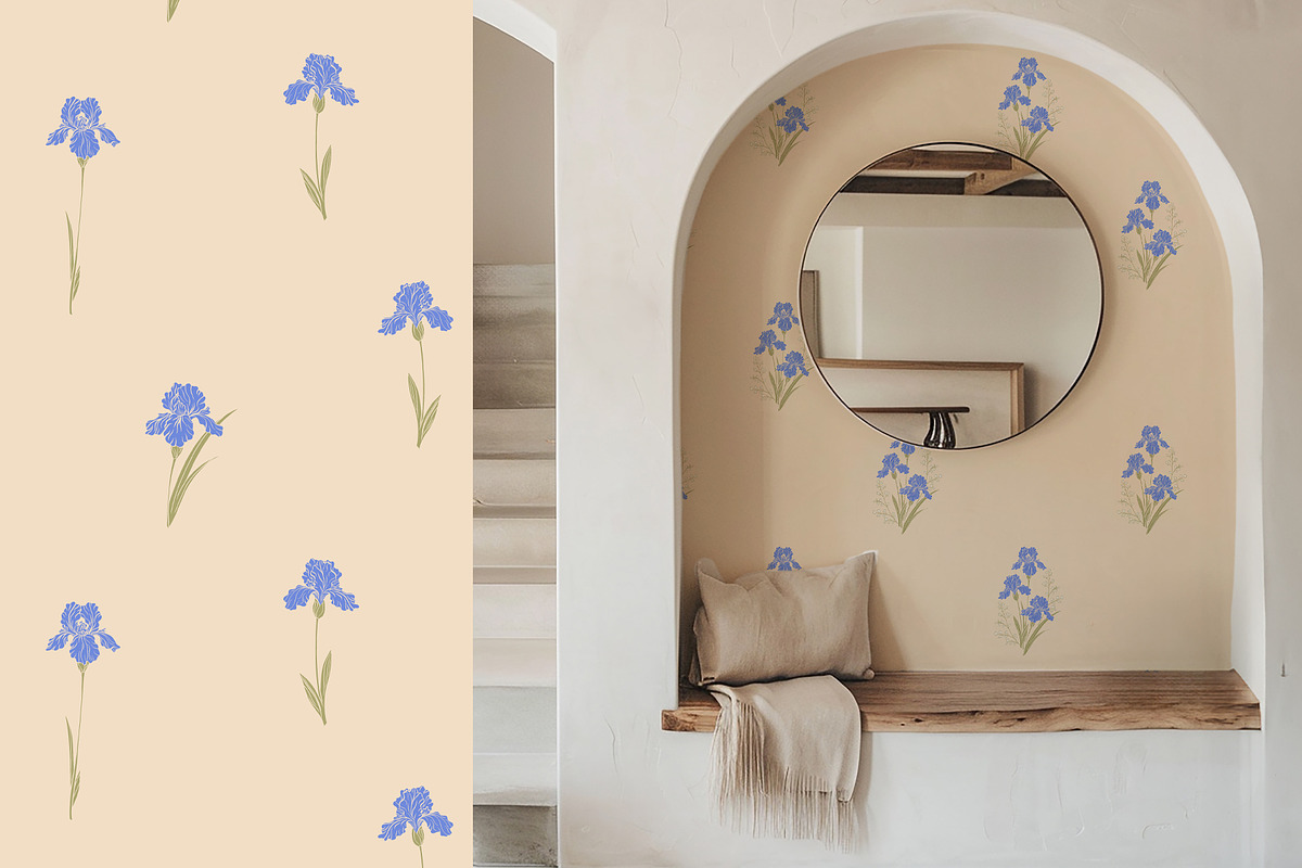 Vintage Blue Irises patterns, a Pattern Graphic by Carpet Tapete Pretzel (Photo 9 of 16)