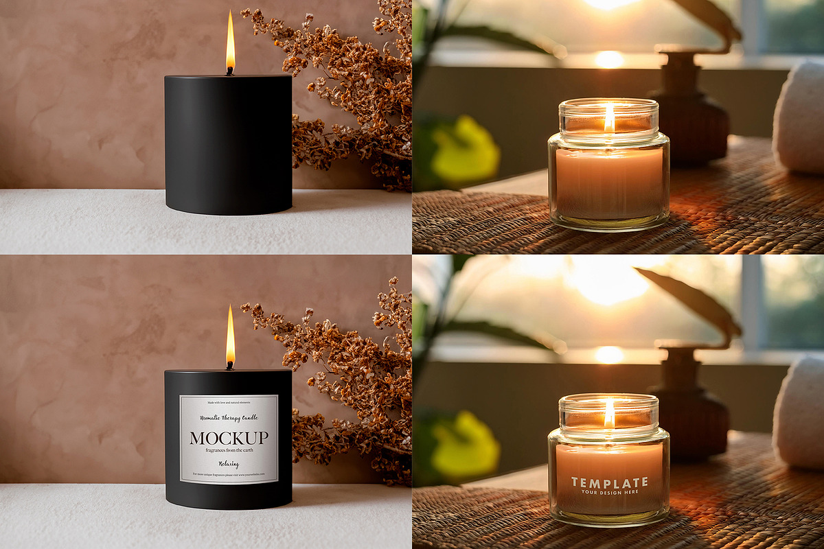 Relaxing Spa Candle Mockups, a Packaging Mockup by BMACHINA Labs. (Photo 2 of 4)